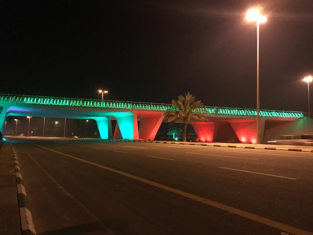 بالصور.. الشرقية تتزين بألوان الإمارات