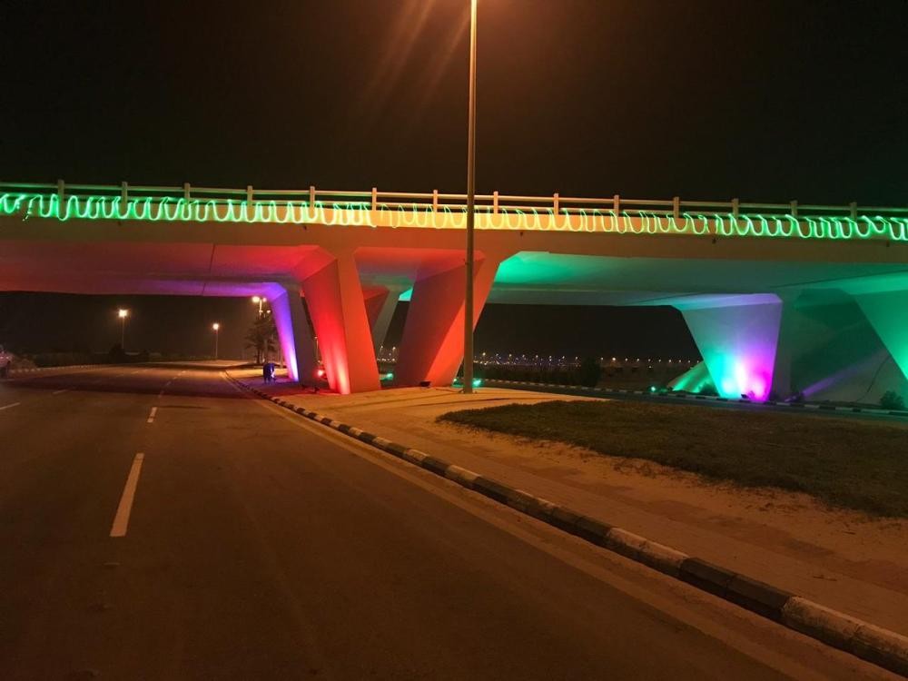 بالصور.. الشرقية تتزين بألوان الإمارات