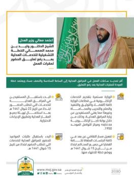 وزير العدل يقر خطة عودة العمل للمقرات العدلية بعد رفع التعليق