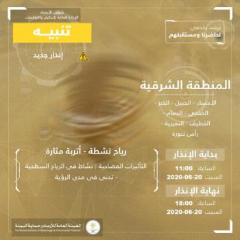 استمرار الرياح المثيرة للأتربة على الشرقية