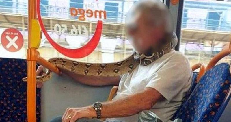 أثار ذعر البريطانيين.. رجل يرتدى ثعبان على هيئة 