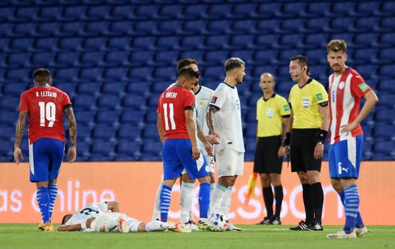 The Argentina star was injured in the back during the Paraguay match