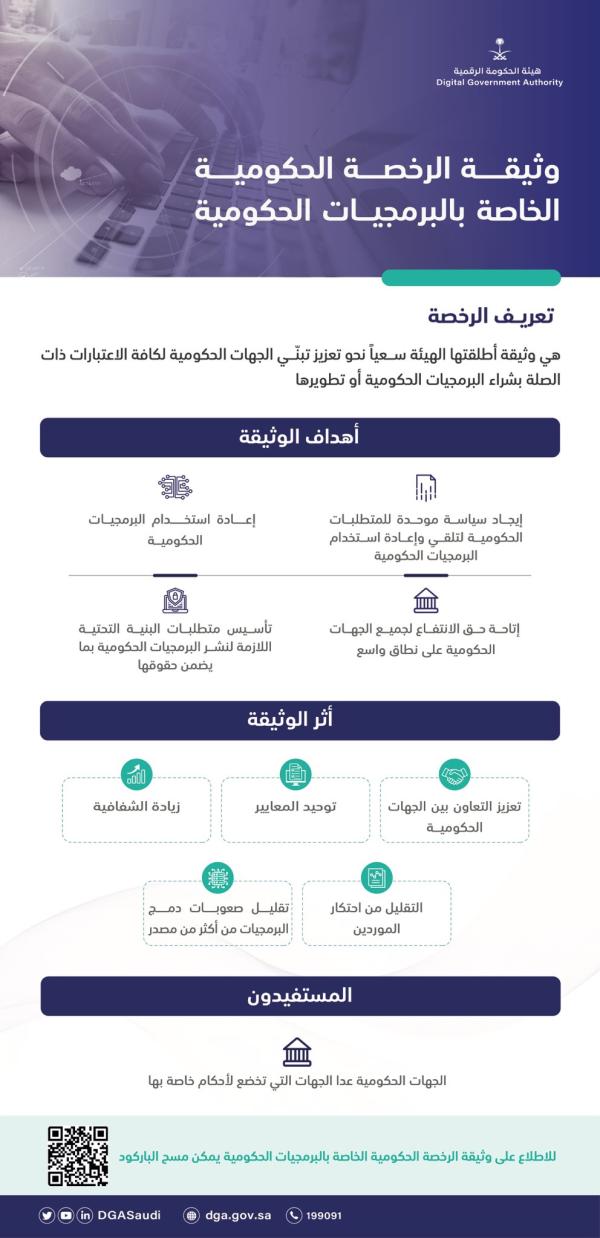 «الحكومة الرقمية» تُطلق رخصة البرمجيات الحكومية