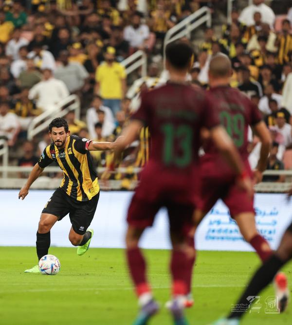 أحمد حجازي خلال مباراة الاتفاق والاتحاد