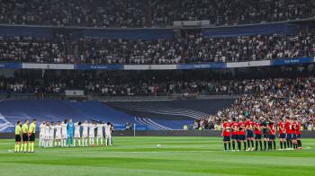 جانب من مباراة أوساسونا وريال مدريد في الدوري الإسباني