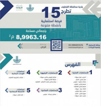 بلدية القطيف تطرح 15 فرصة استثمارية في أنشطة متنوعة - واس