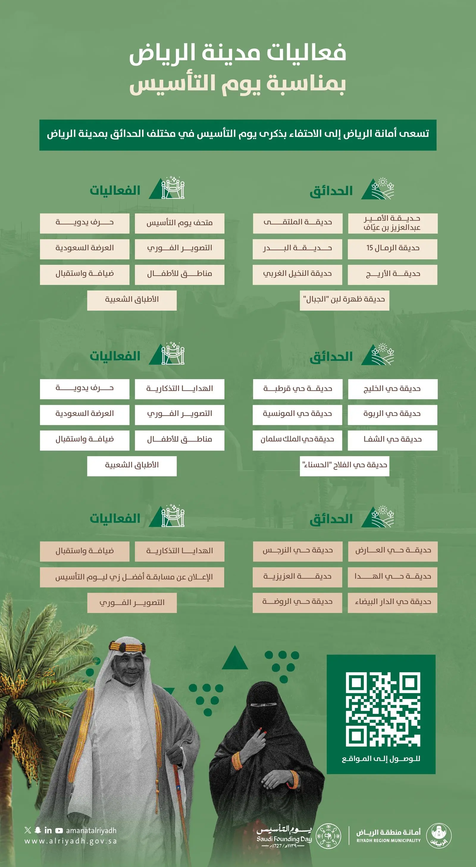 فعاليات وطنية في 20 موقعًا.. الرياض تحتفي بيوم التأسيس