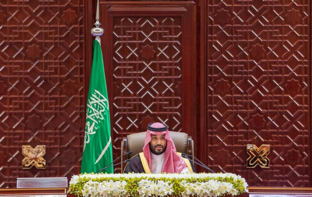 سمو ولي العهد خلال إلقاء لخطاب الملكي السنوي في مجلس الشورى