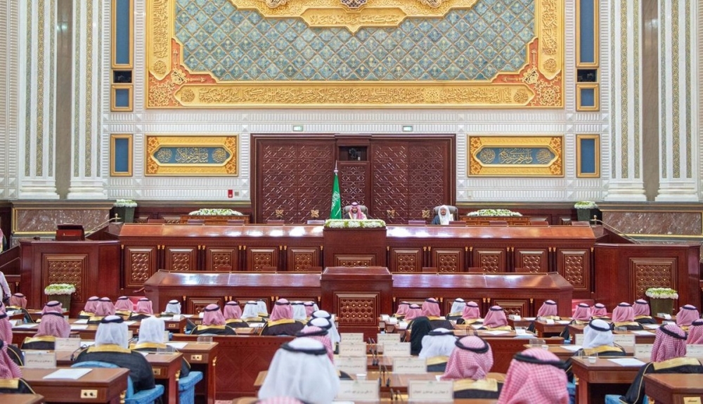 سمو ولي العهد خلال إلقاء لخطاب الملكي السنوي في مجلس الشورى